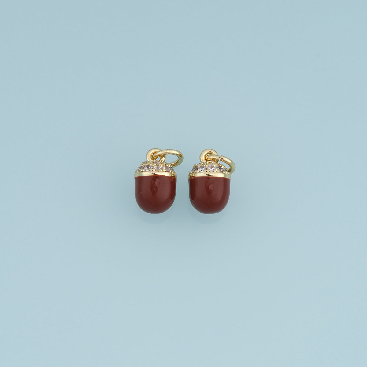 18K Gold Filled Acorn Charm,Brown Enamel Acorn Pendant Nature Charm for Bracelet Necklace DIY Jewelry Making Supply