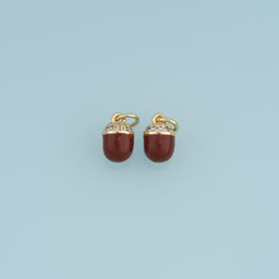 18K Gold Filled Acorn Charm,Brown Enamel Acorn Pendant Nature Charm for Bracelet Necklace DIY Jewelry Making Supply