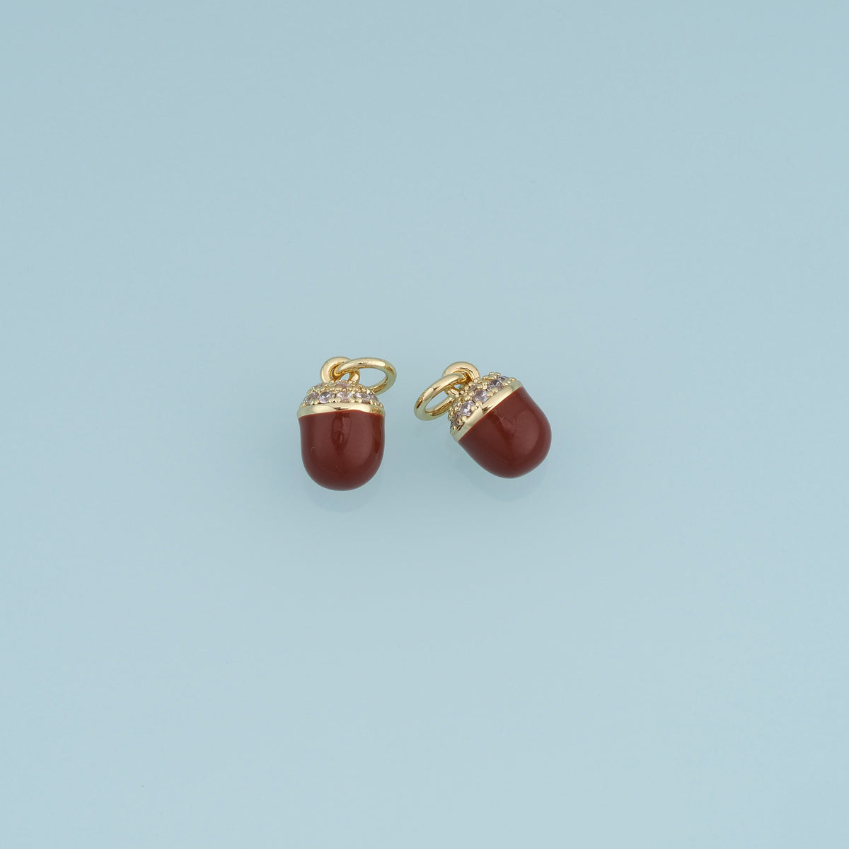18K Gold Filled Acorn Charm,Brown Enamel Acorn Pendant Nature Charm for Bracelet Necklace DIY Jewelry Making Supply