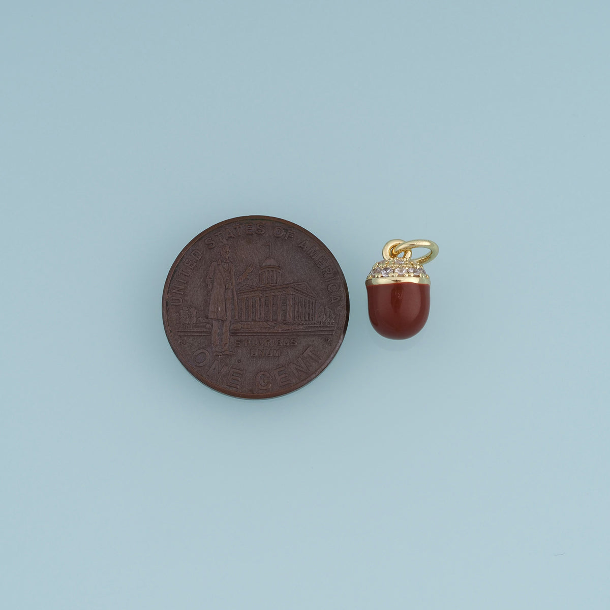 18K Gold Filled Acorn Charm,Brown Enamel Acorn Pendant Nature Charm for Bracelet Necklace DIY Jewelry Making Supply