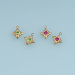 Four Point Star Crystal Pendant,14K Gold Green Pink Gemstone Charm DIY Charm for Necklace Bracelet Making