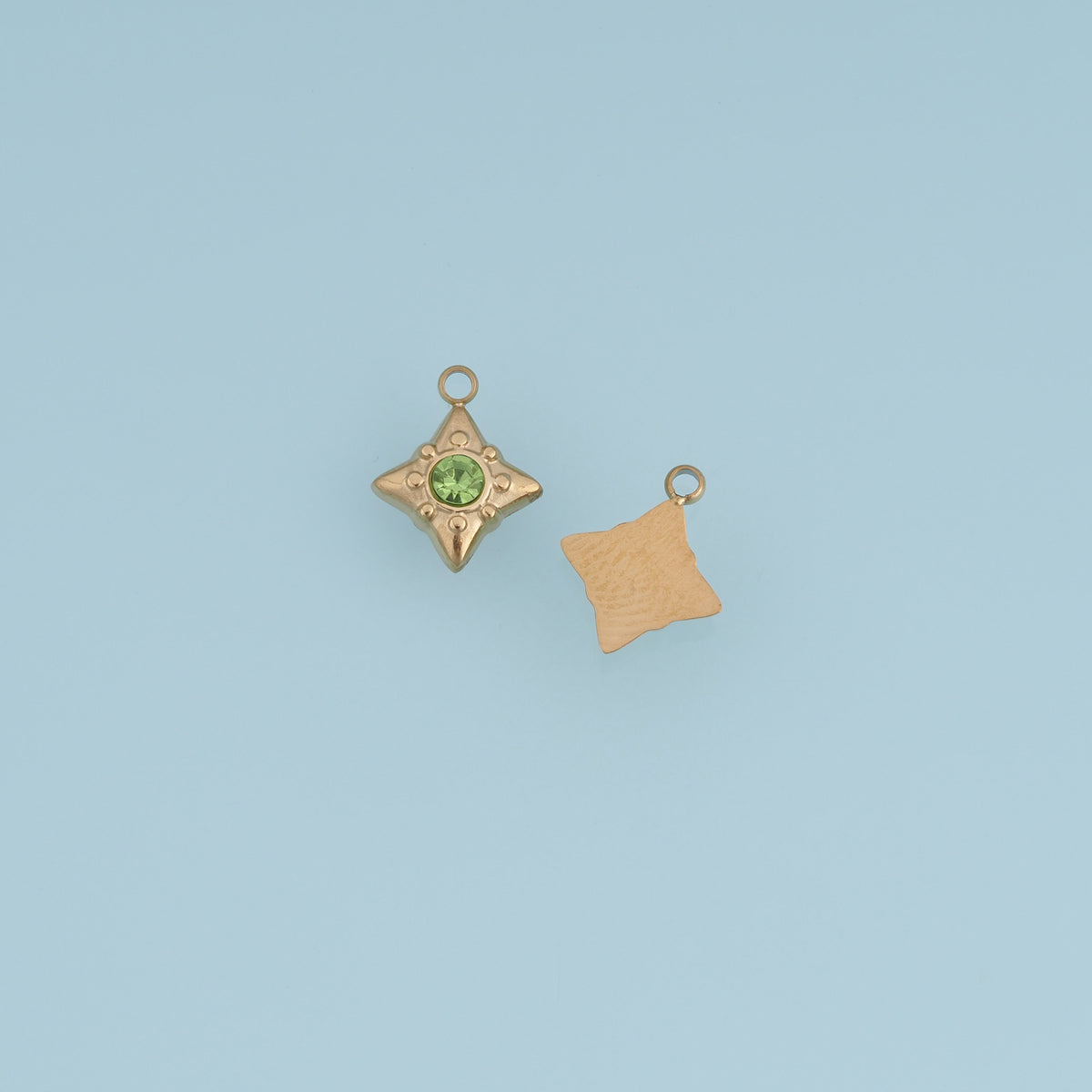 Four Point Star Crystal Pendant,14K Gold Green Pink Gemstone Charm DIY Charm for Necklace Bracelet Making