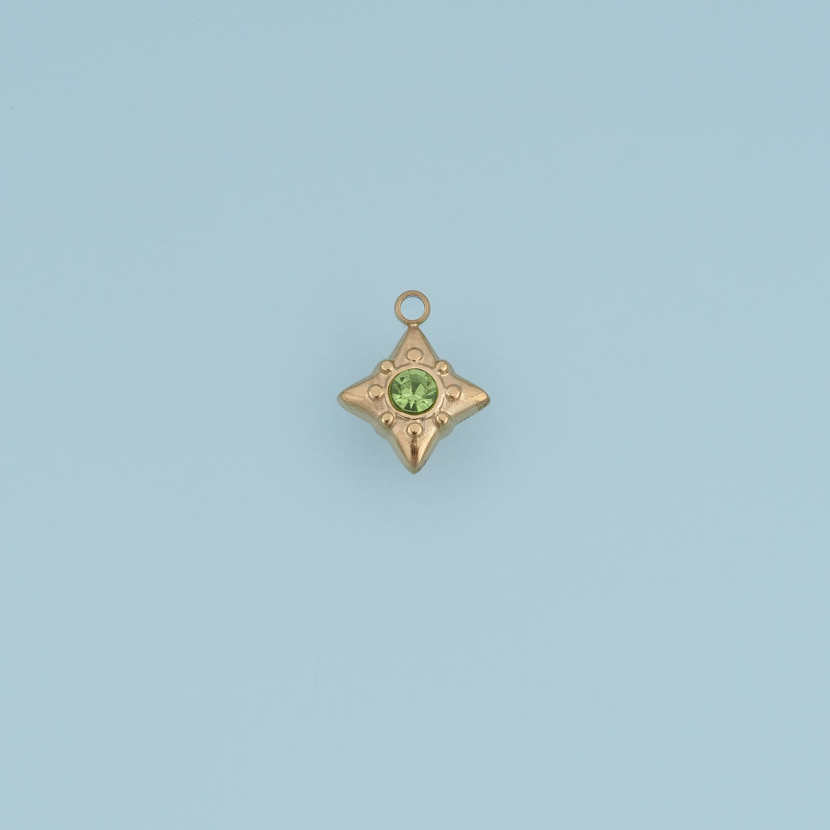 Four Point Star Crystal Pendant,14K Gold Green Pink Gemstone Charm DIY Charm for Necklace Bracelet Making