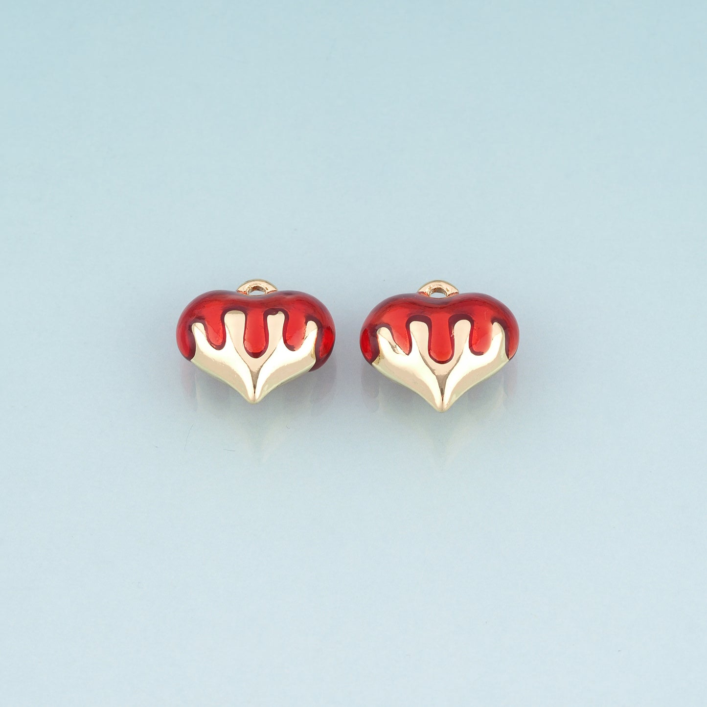 18K Gold Filled Enamel Heart Pendant,Romantic Love Heart Charm Bracelet Necklace for DIY Jewelry Making Supply