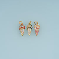 18K Gold Filled Ice Cream Cone Charm,Colorful Enamel Ice Cream Pendant Dessert Charm for Bracelet Necklace DIY Jewelry
