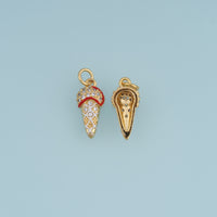18K Gold Filled Ice Cream Cone Charm,Colorful Enamel Ice Cream Pendant Dessert Charm for Bracelet Necklace DIY Jewelry