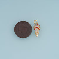 18K Gold Filled Ice Cream Cone Charm,Colorful Enamel Ice Cream Pendant Dessert Charm for Bracelet Necklace DIY Jewelry