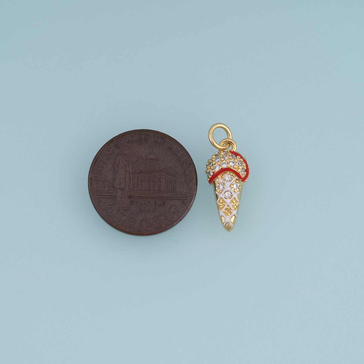 18K Gold Filled Ice Cream Cone Charm,Colorful Enamel Ice Cream Pendant Dessert Charm for Bracelet Necklace DIY Jewelry