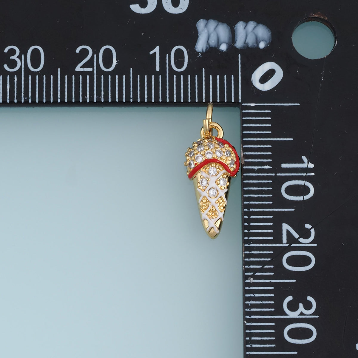 18K Gold Filled Ice Cream Cone Charm,Colorful Enamel Ice Cream Pendant Dessert Charm for Bracelet Necklace DIY Jewelry