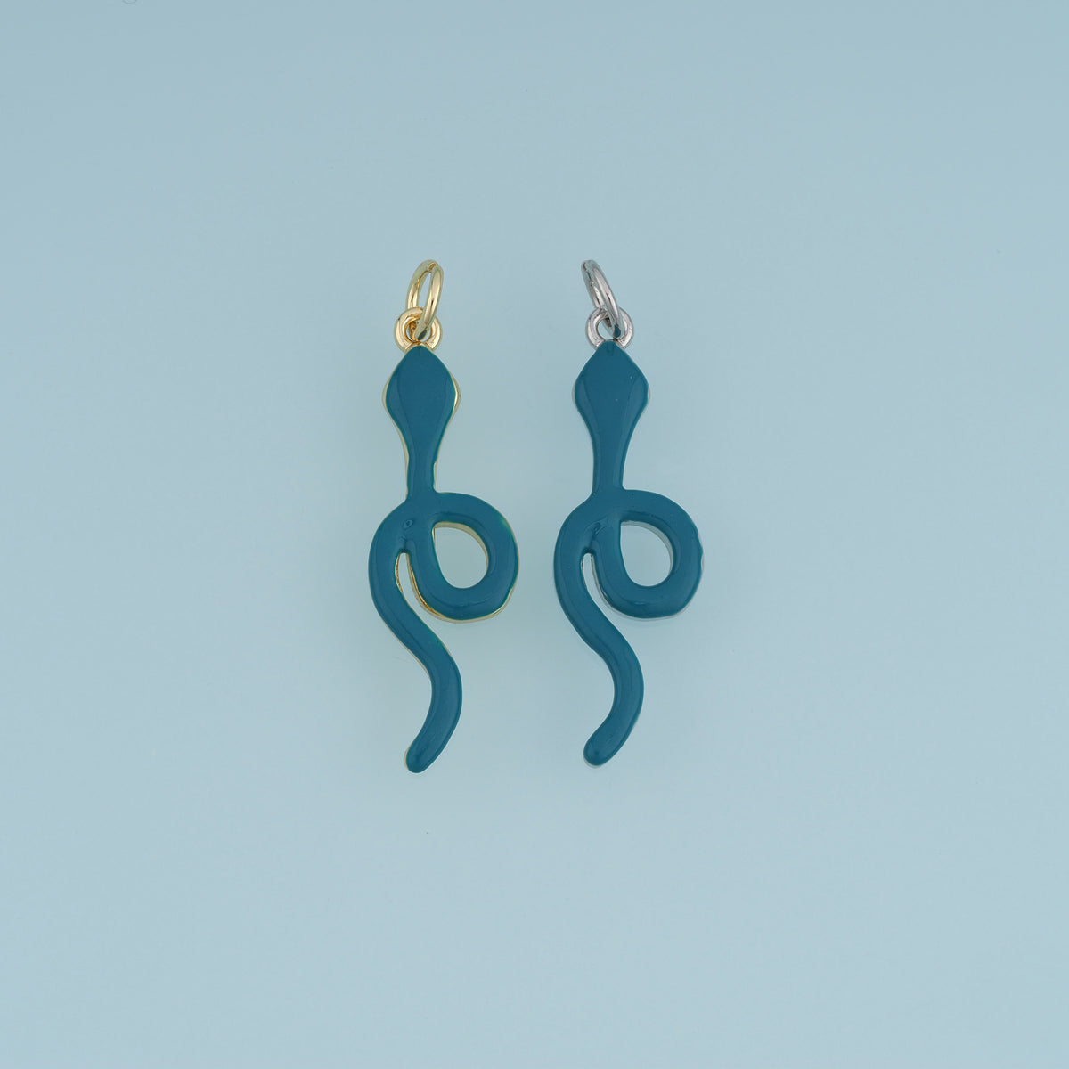 18K Gold Filled Snake Charm,Blue Enamel Snake Pendant Animal Charm for Bracelet Necklace DIY Jewelry Making Supply