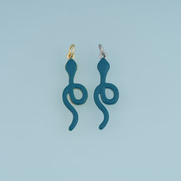 18K Gold Filled Snake Charm,Blue Enamel Snake Pendant Animal Charm for Bracelet Necklace DIY Jewelry Making Supply