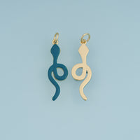 18K Gold Filled Snake Charm,Blue Enamel Snake Pendant Animal Charm for Bracelet Necklace DIY Jewelry Making Supply