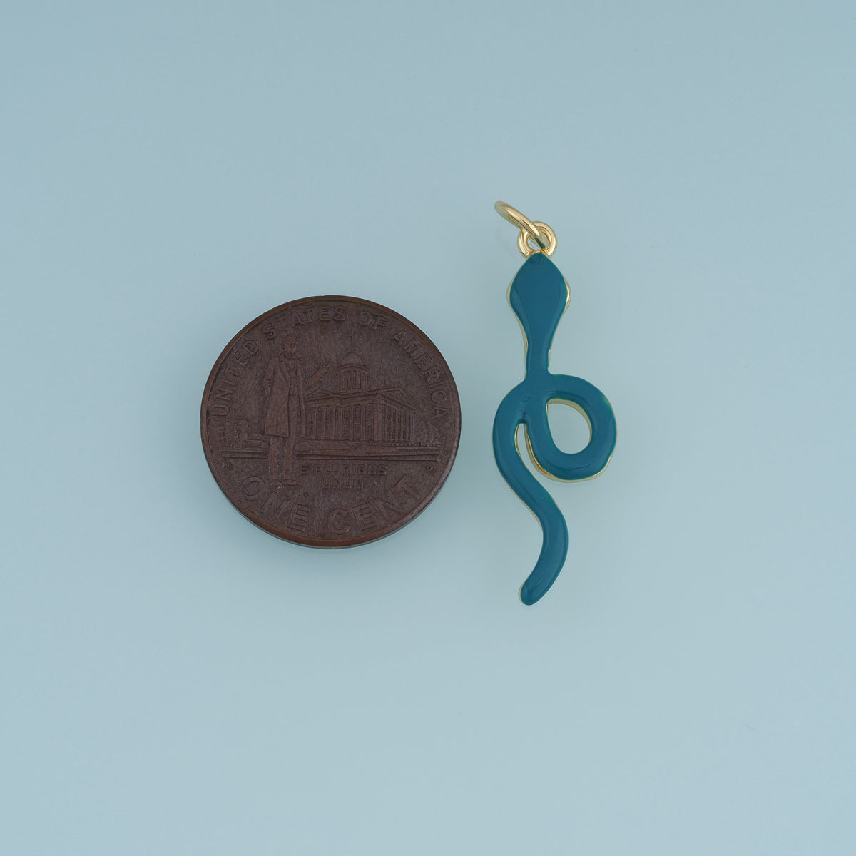 18K Gold Filled Snake Charm,Blue Enamel Snake Pendant Animal Charm for Bracelet Necklace DIY Jewelry Making Supply