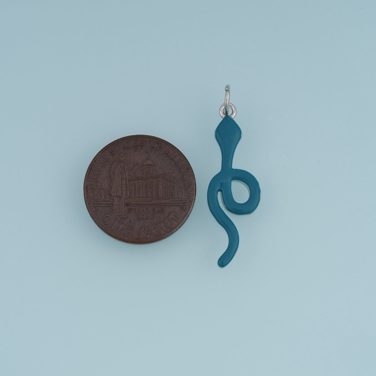 18K Gold Filled Snake Charm,Blue Enamel Snake Pendant Animal Charm for Bracelet Necklace DIY Jewelry Making Supply