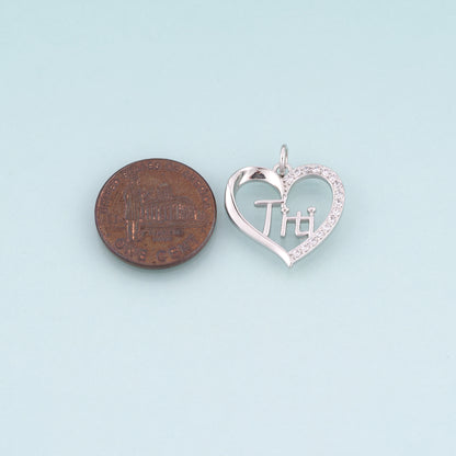18K Gold Filled CZ Heart Pendant,Couple Souvenirs Heart Charm Bracelet Necklace for DIY Jewelry Making Supply