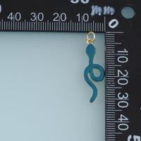 18K Gold Filled Snake Charm,Blue Enamel Snake Pendant Animal Charm for Bracelet Necklace DIY Jewelry Making Supply