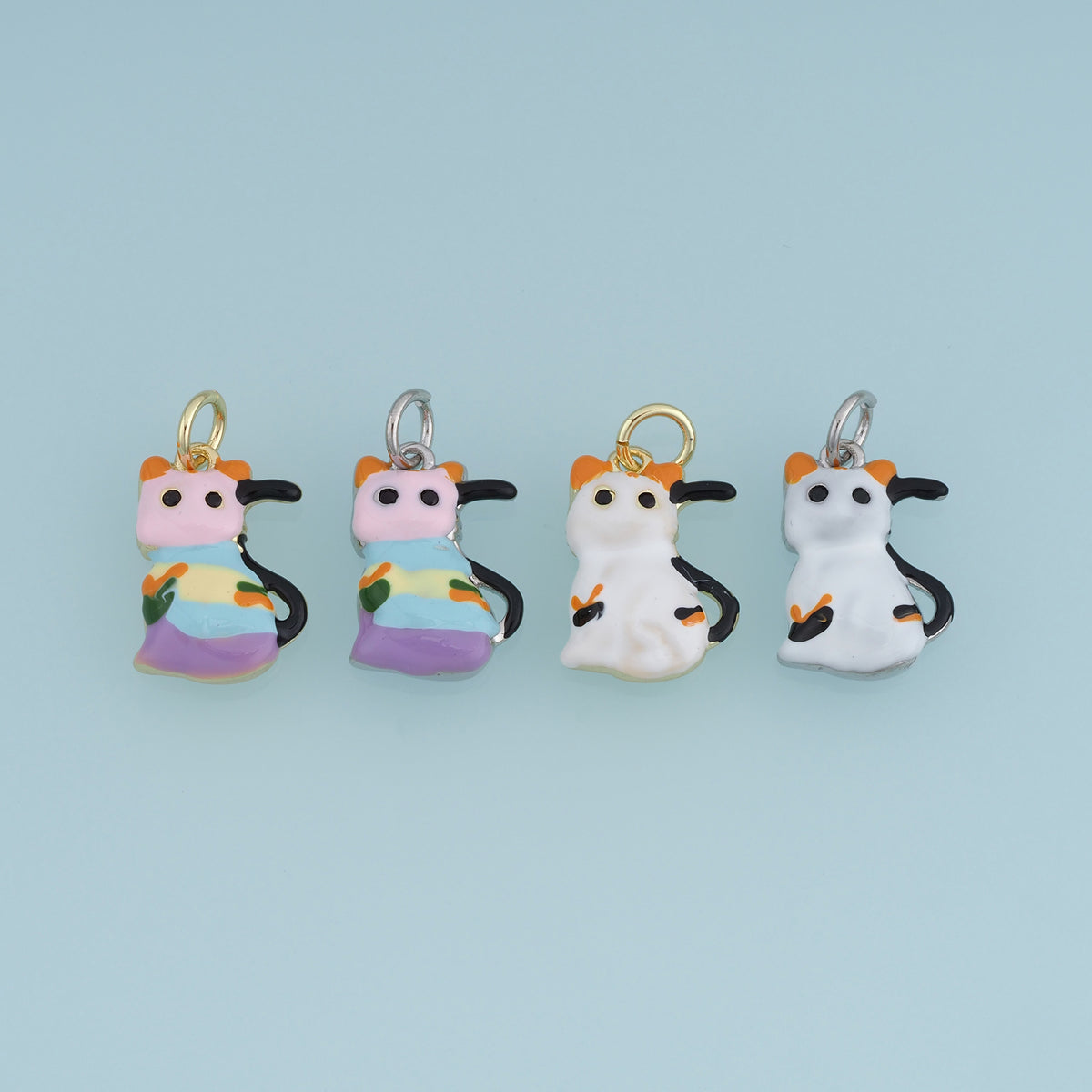 18K Gold Filled Cat Charm,Colorful Enamel Cat Pendant Animal Charm for Bracelet Necklace DIY Jewelry Making Supply