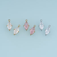 Faceted Crystal Pendant,14K Gold Silver Pink Clear Elegant Charm DIY Charm for Necklace Bracelet Making