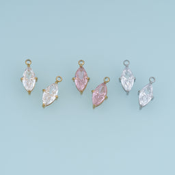Faceted Crystal Pendant,14K Gold Silver Pink Clear Elegant Charm DIY Charm for Necklace Bracelet Making