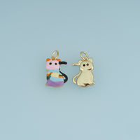 18K Gold Filled Cat Charm,Colorful Enamel Cat Pendant Animal Charm for Bracelet Necklace DIY Jewelry Making Supply