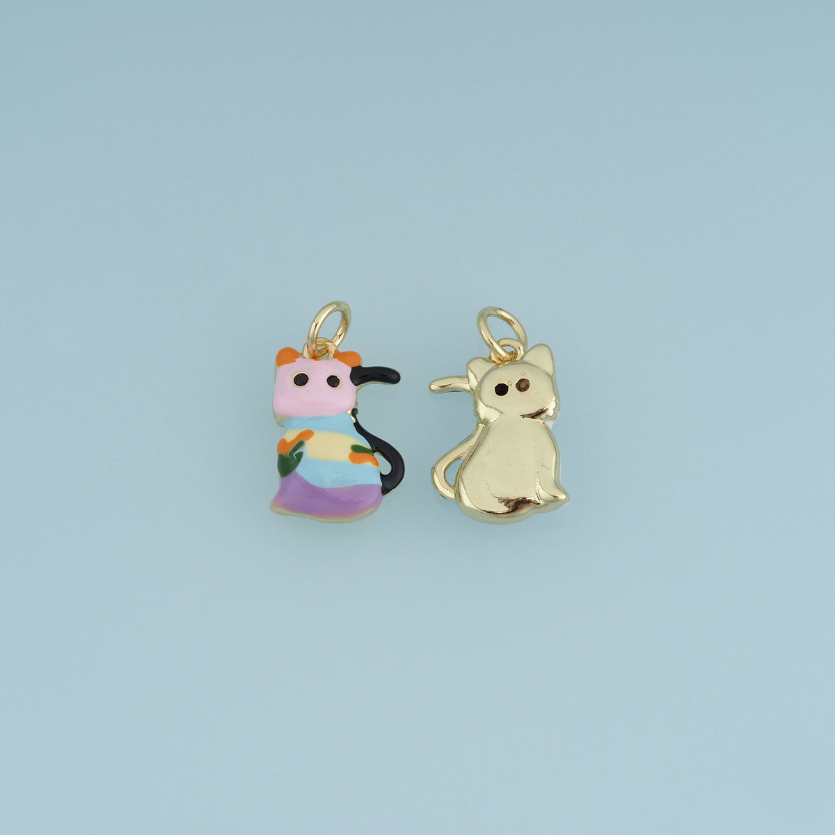 18K Gold Filled Cat Charm,Colorful Enamel Cat Pendant Animal Charm for Bracelet Necklace DIY Jewelry Making Supply