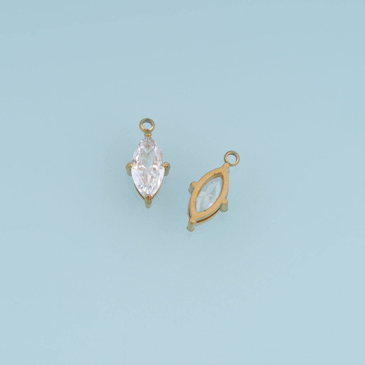 Faceted Crystal Pendant,14K Gold Silver Pink Clear Elegant Charm DIY Charm for Necklace Bracelet Making