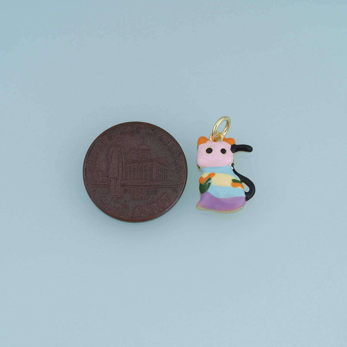 18K Gold Filled Cat Charm,Colorful Enamel Cat Pendant Animal Charm for Bracelet Necklace DIY Jewelry Making Supply