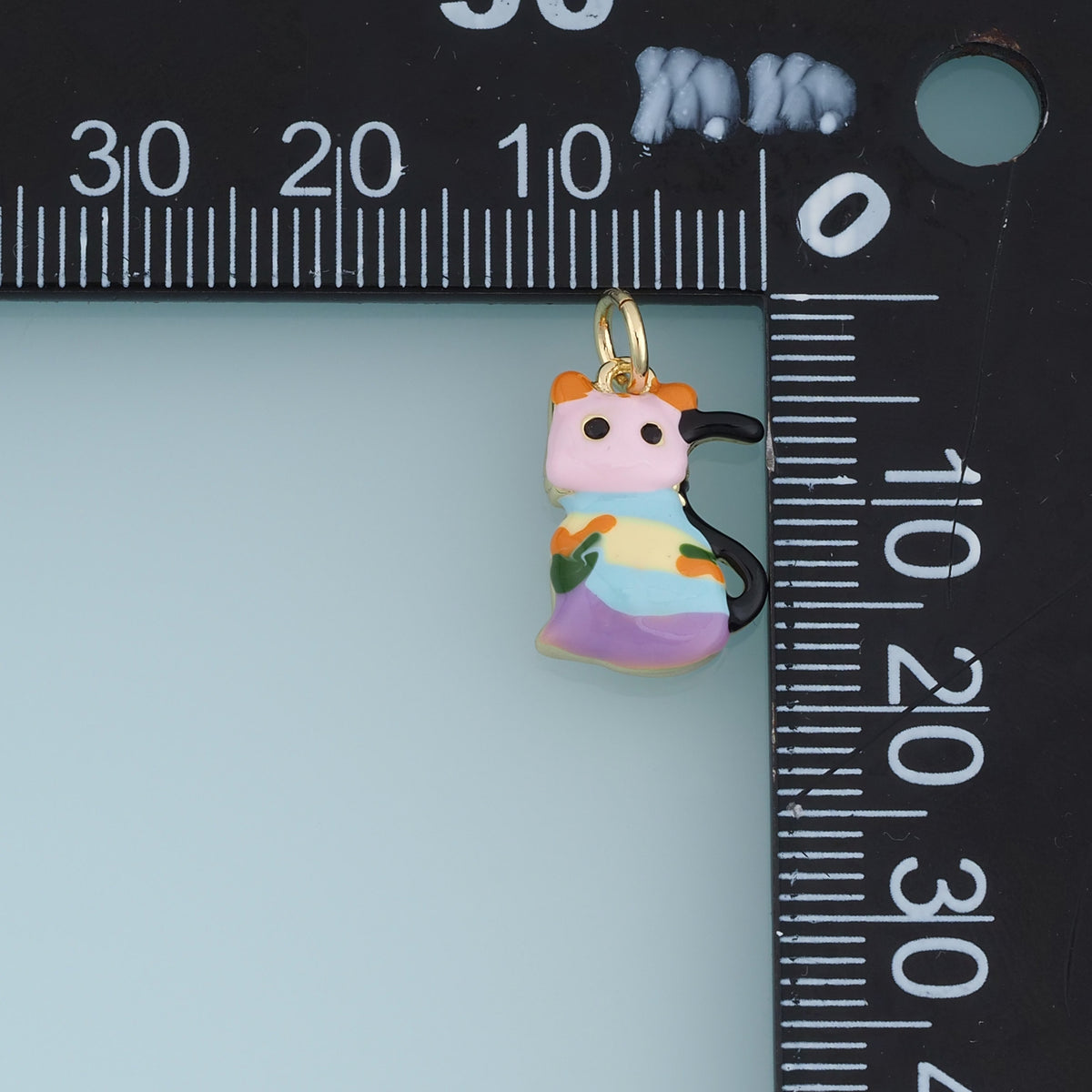18K Gold Filled Cat Charm,Colorful Enamel Cat Pendant Animal Charm for Bracelet Necklace DIY Jewelry Making Supply