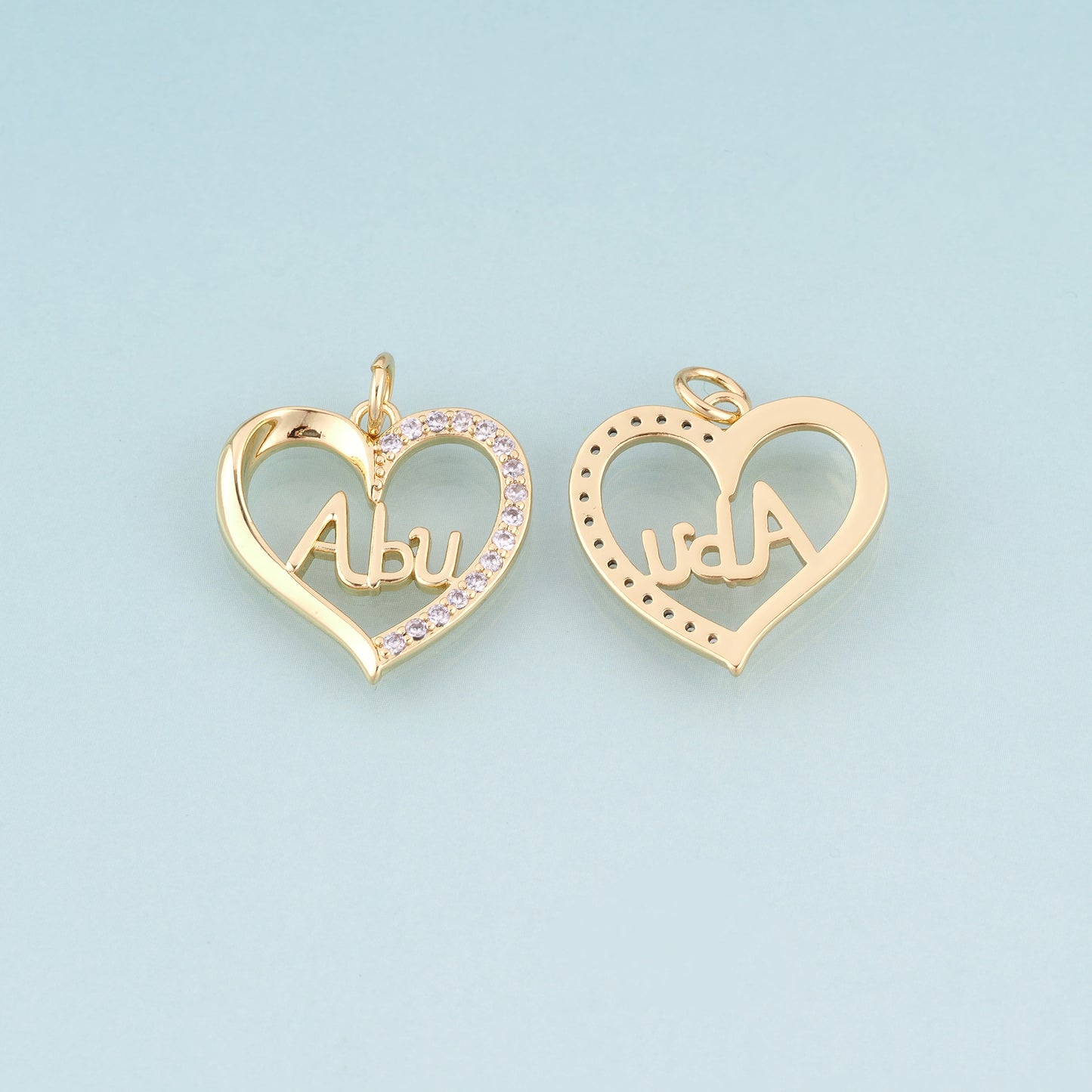 18K Gold Filled CZ Heart Abu Pendant,Father's Day Gift Heart Charm Bracelet Necklace for DIY Jewelry Making Supply
