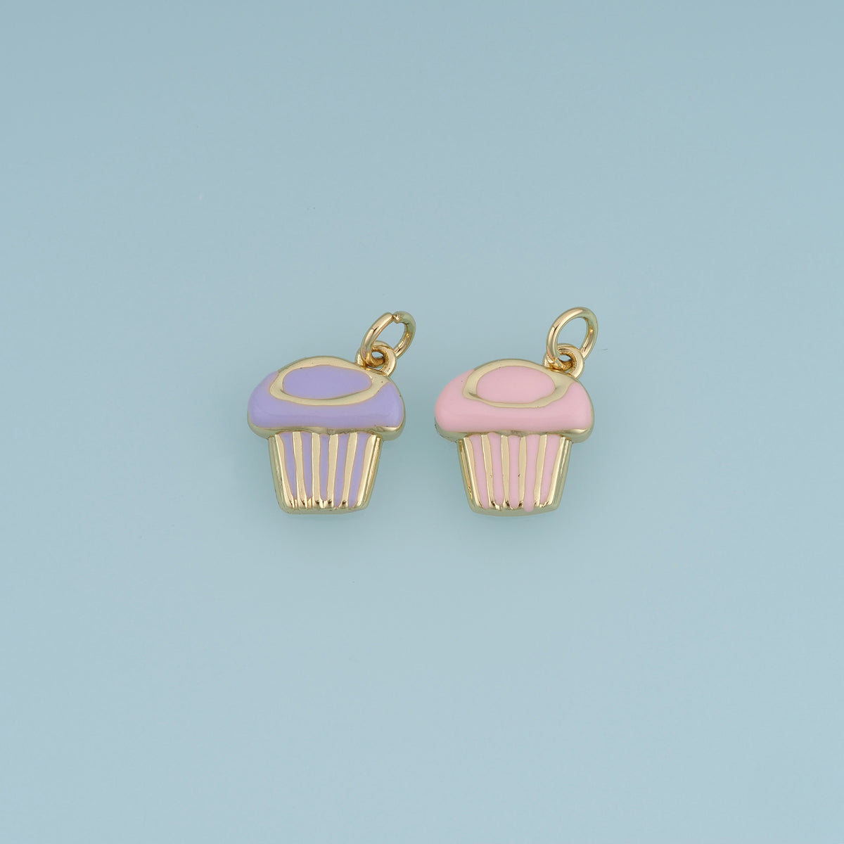 18K Gold Filled Cupcake Charm,Colorful Enamel Cupcake Pendant Dessert Charm for Bracelet Necklace DIY Jewelry Making Supply