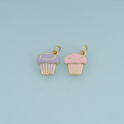 18K Gold Filled Cupcake Charm,Colorful Enamel Cupcake Pendant Dessert Charm for Bracelet Necklace DIY Jewelry Making Supply