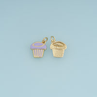 18K Gold Filled Cupcake Charm,Colorful Enamel Cupcake Pendant Dessert Charm for Bracelet Necklace DIY Jewelry Making Supply