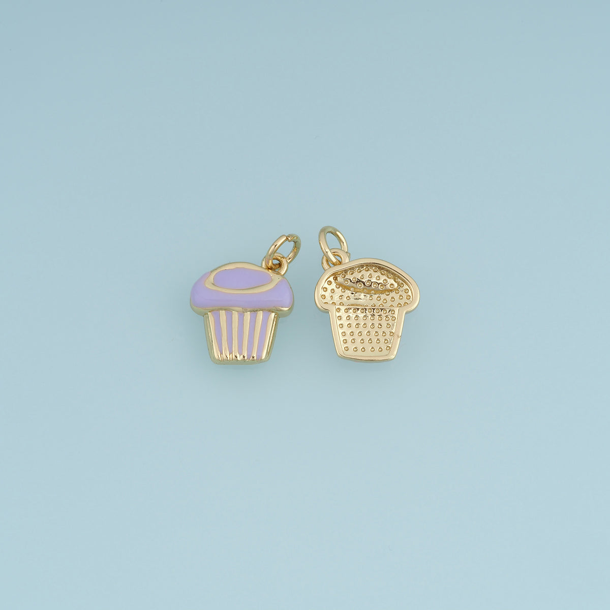 18K Gold Filled Cupcake Charm,Colorful Enamel Cupcake Pendant Dessert Charm for Bracelet Necklace DIY Jewelry Making Supply