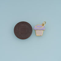 18K Gold Filled Cupcake Charm,Colorful Enamel Cupcake Pendant Dessert Charm for Bracelet Necklace DIY Jewelry Making Supply