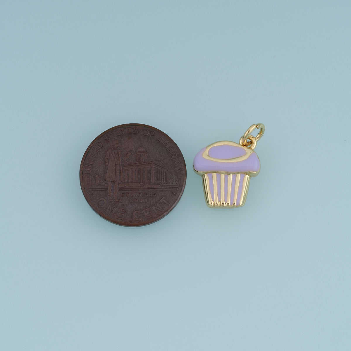 18K Gold Filled Cupcake Charm,Colorful Enamel Cupcake Pendant Dessert Charm for Bracelet Necklace DIY Jewelry Making Supply