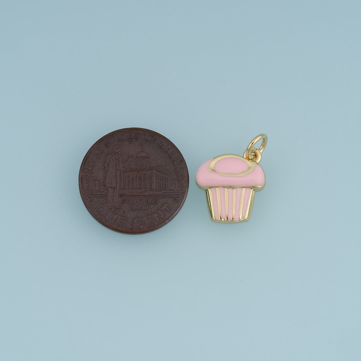 18K Gold Filled Cupcake Charm,Colorful Enamel Cupcake Pendant Dessert Charm for Bracelet Necklace DIY Jewelry Making Supply