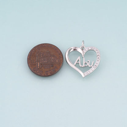 18K Gold Filled CZ Heart Abu Pendant,Father's Day Gift Heart Charm Bracelet Necklace for DIY Jewelry Making Supply