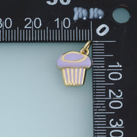18K Gold Filled Cupcake Charm,Colorful Enamel Cupcake Pendant Dessert Charm for Bracelet Necklace DIY Jewelry Making Supply