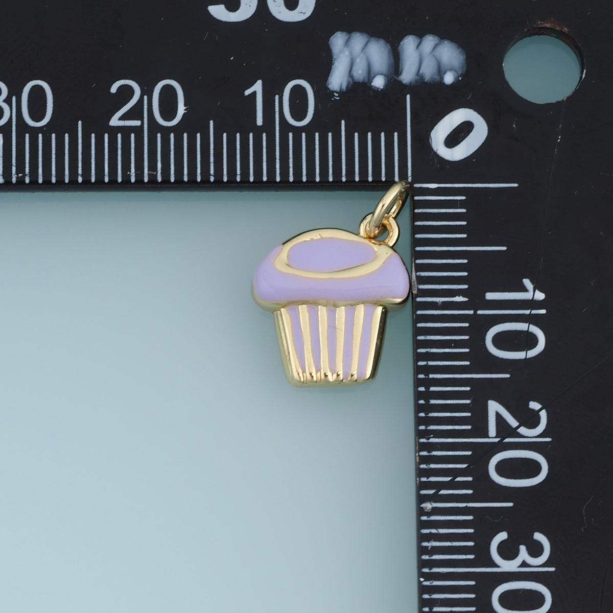 18K Gold Filled Cupcake Charm,Colorful Enamel Cupcake Pendant Dessert Charm for Bracelet Necklace DIY Jewelry Making Supply