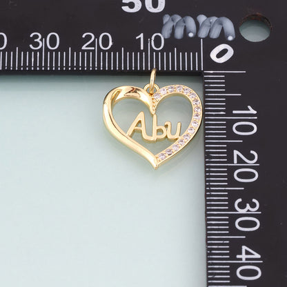 18K Gold Filled CZ Heart Abu Pendant,Father's Day Gift Heart Charm Bracelet Necklace for DIY Jewelry Making Supply