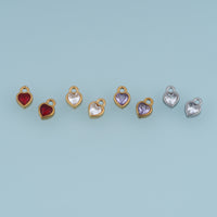 Heart Crystal Pendant,14K Gold Silver Colorful Gemstone Charm DIY Charm for Necklace Bracelet Making