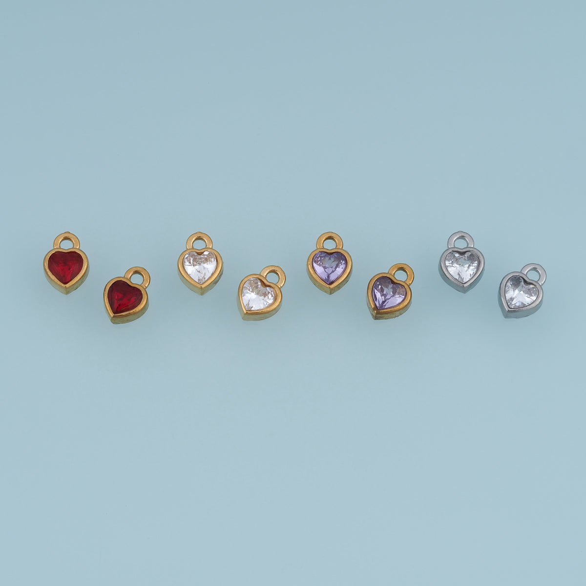 Heart Crystal Pendant,14K Gold Silver Colorful Gemstone Charm DIY Charm for Necklace Bracelet Making