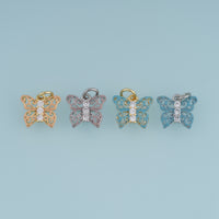 18K Gold Filled Butterfly Charm,Colorful Enamel Butterfly Pendant with Crystal Details Animal Charm for Bracelet Necklace DIY Jewelry