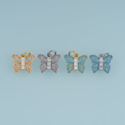 18K Gold Filled Butterfly Charm,Colorful Enamel Butterfly Pendant with Crystal Details Animal Charm for Bracelet Necklace DIY Jewelry