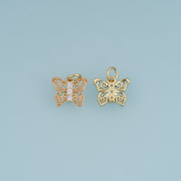 18K Gold Filled Butterfly Charm,Colorful Enamel Butterfly Pendant with Crystal Details Animal Charm for Bracelet Necklace DIY Jewelry