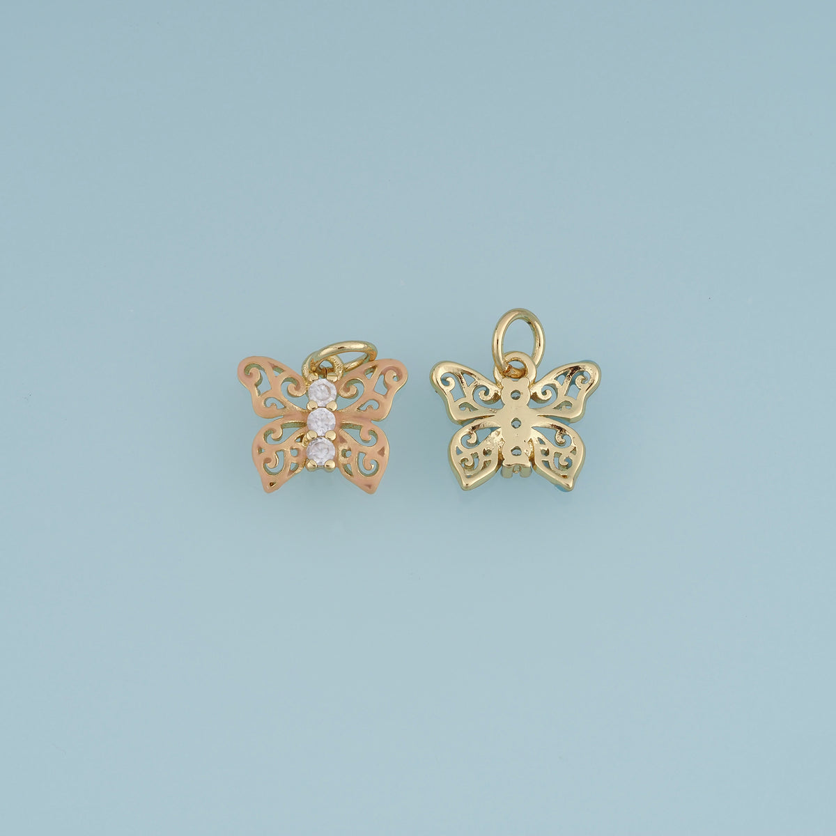 18K Gold Filled Butterfly Charm,Colorful Enamel Butterfly Pendant with Crystal Details Animal Charm for Bracelet Necklace DIY Jewelry