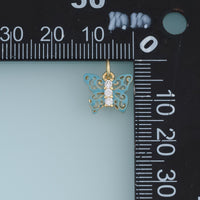 18K Gold Filled Butterfly Charm,Colorful Enamel Butterfly Pendant with Crystal Details Animal Charm for Bracelet Necklace DIY Jewelry