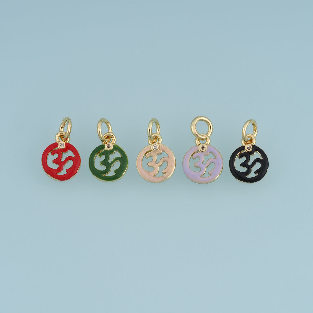 18K Gold Filled Abstract Symbol Charm,Colorful Enamel Round Pendant Geometric Charm for Bracelet Necklace DIY Jewelry Making Supply