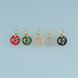 18K Gold Filled Abstract Symbol Charm,Colorful Enamel Round Pendant Geometric Charm for Bracelet Necklace DIY Jewelry Making Supply