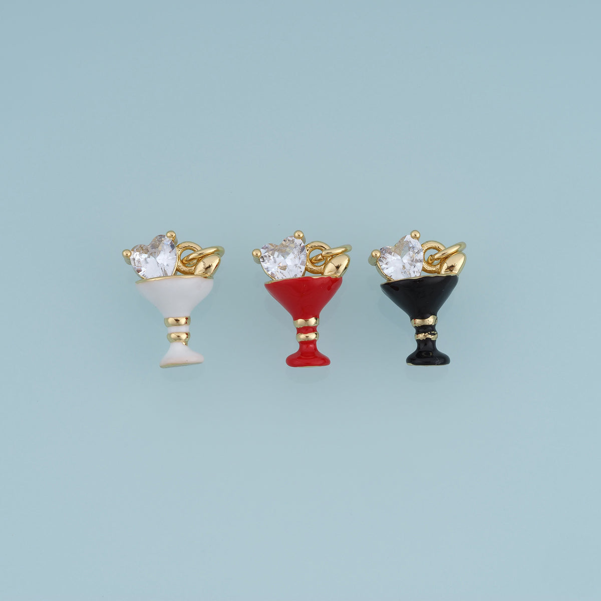 18K Gold Filled Wine Glass Charm,Colorful Enamel Cocktail Glass Pendant Drink Charm for Bracelet Necklace DIY Jewelry